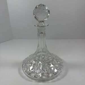 Atlantis Crystal Ship Decanter Criss Cross Cut Pattern Watermark Faceted Stopper
